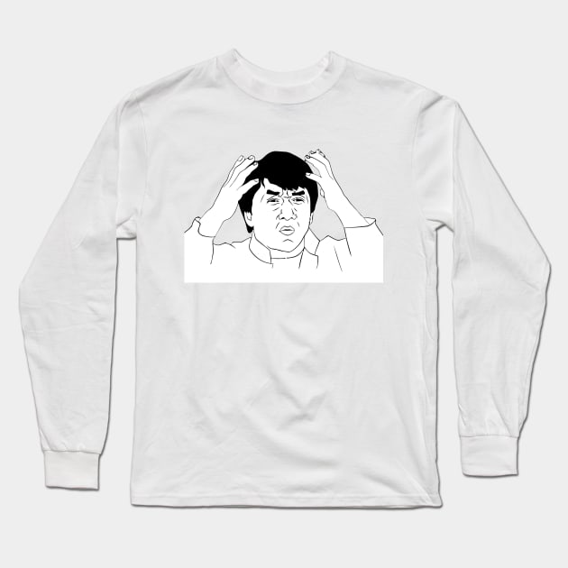 Jackie Chan Face Meme Long Sleeve T-Shirt by FlashmanBiscuit